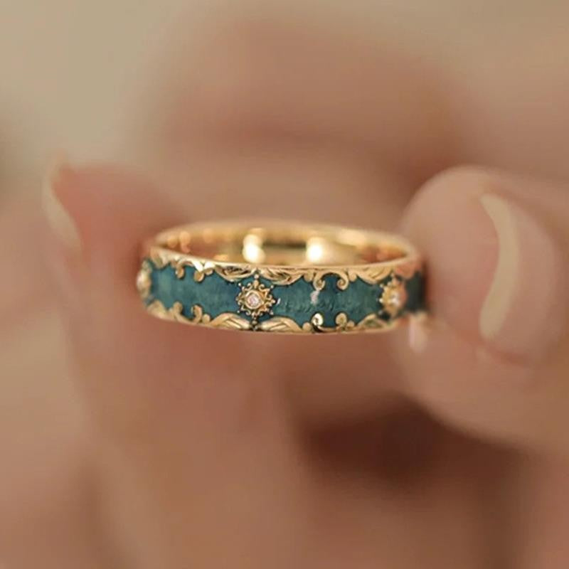 Wholesale Green ring with dripping glue pattern